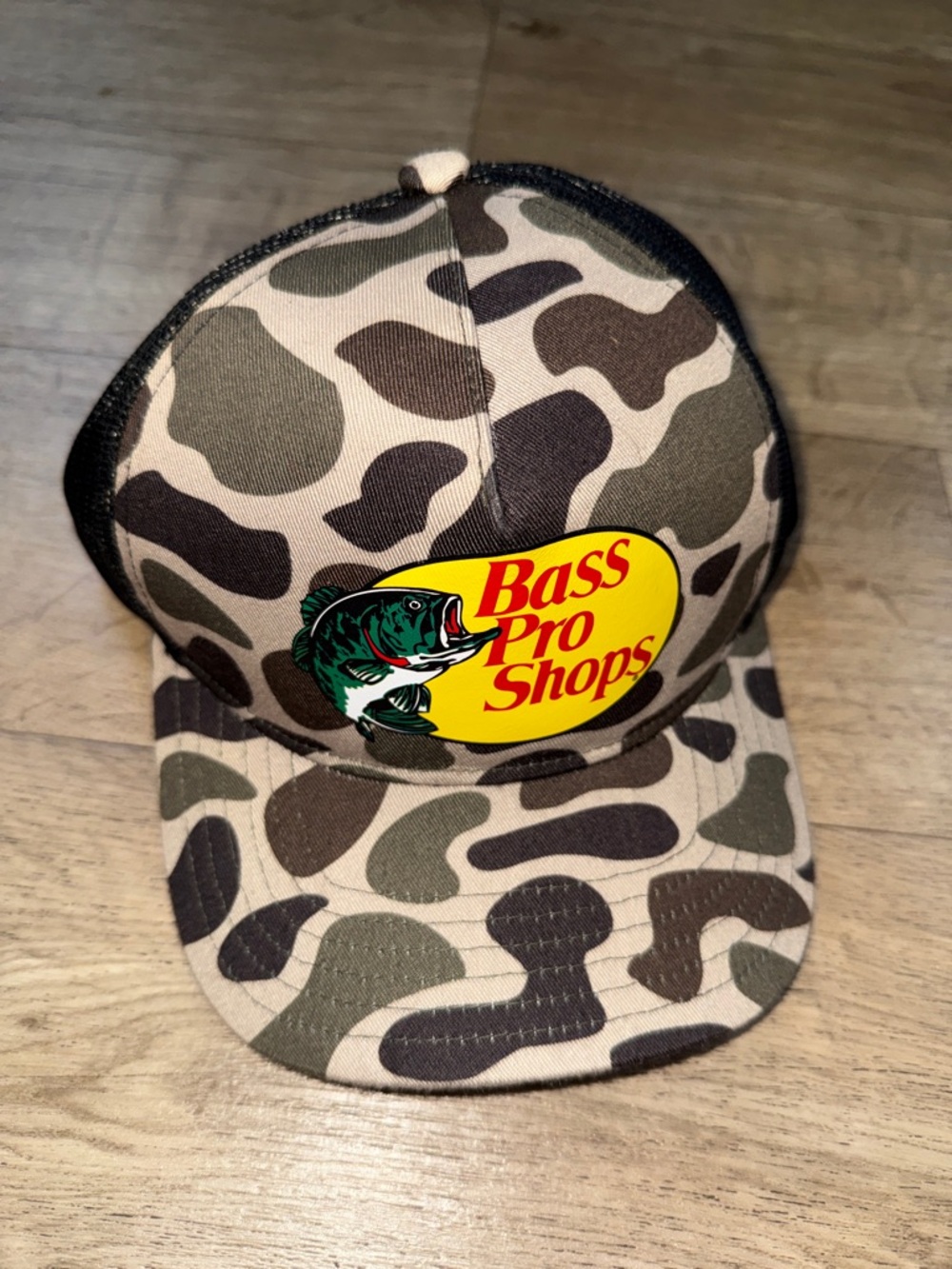 Bass Pro Shops Camo Patch Trucker Hat - Green, Brown & Tan